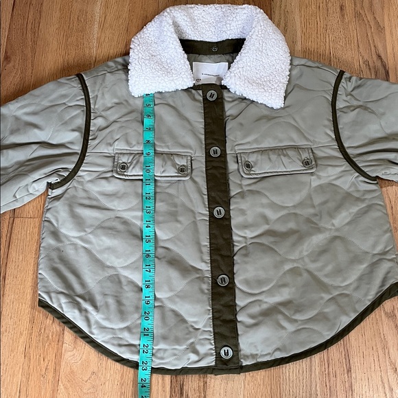 Anthropologie Green Quilted Jacket W/ Removable Sherpa Collar Sz M - Picture 8 of 11